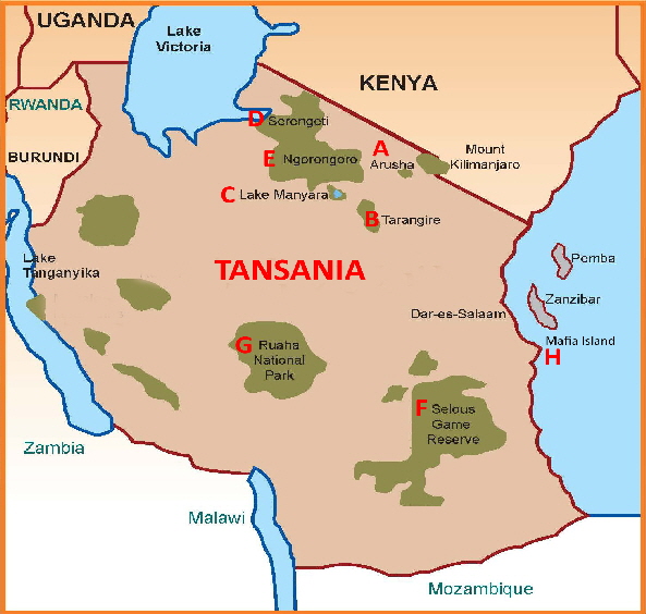 Tansania mit Text